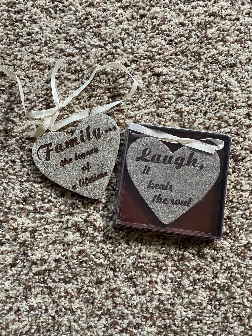Heart-Shaped Sentiment Plaques – Set of 2